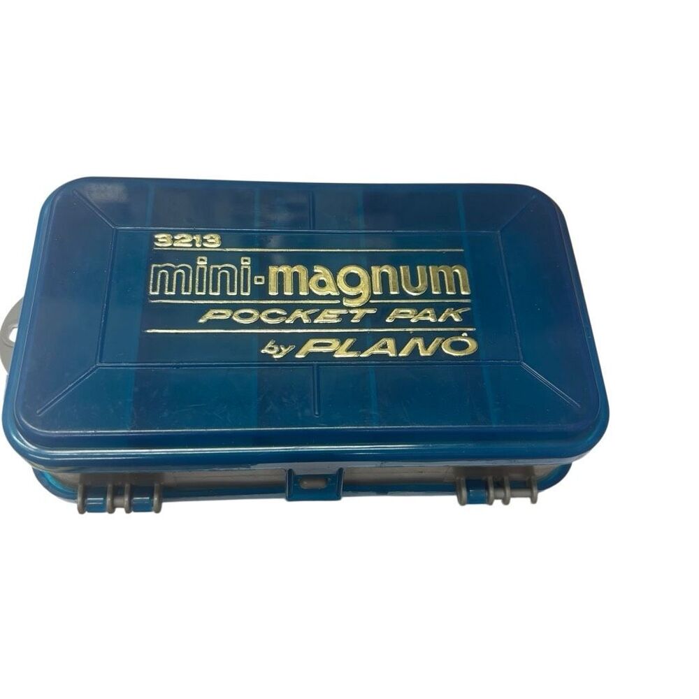 Vintage Plano 3213 Mini-Magnum Pocket Pak Double Sided Tackle Box Blue Grey⁠